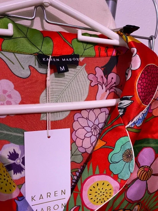 Karen Mabon Silk Tiger Bouquet Pajama Set Medium - Picture 5 of 10